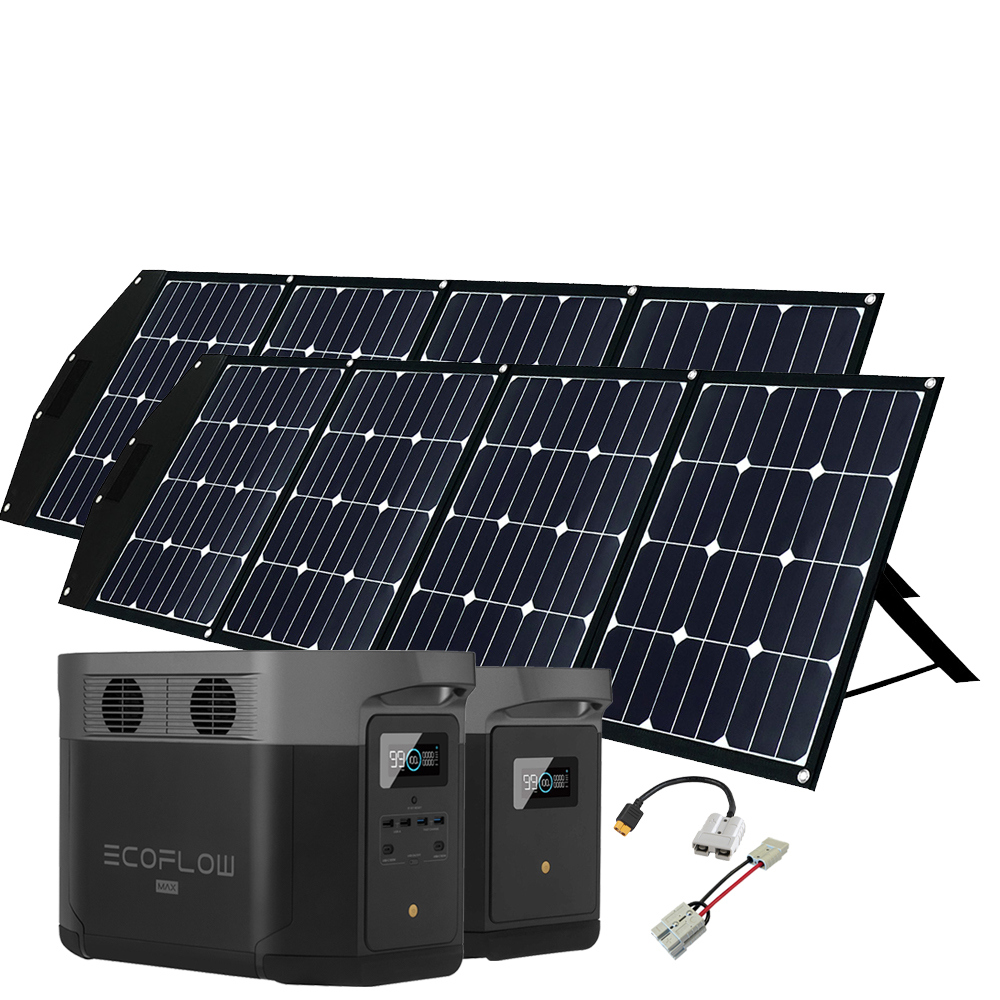 SparBundle EcoFlow Delta Max 1600 + 2 x 180W FSP-2 Offgridtec® Faltbares Solarmodul + Delta Max Erweiterungsakku 2016Wh