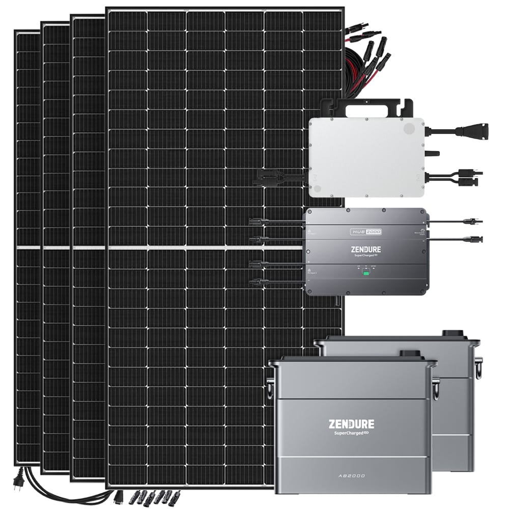 Zendure SolarFlow 3,84kWh 1920W HMS-1000-2T Balkonkraftwerk Bifazial Black Frame - 5m Anschlusskabel