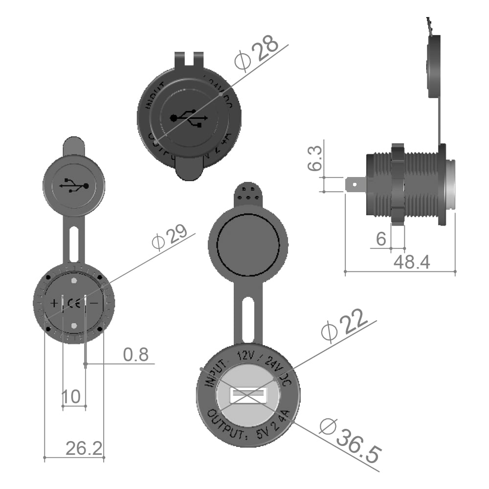 12V Steckdose Zigarettenanzünder und 2x USB-A Buchse in Aufbaugehäuse,  17,95 €