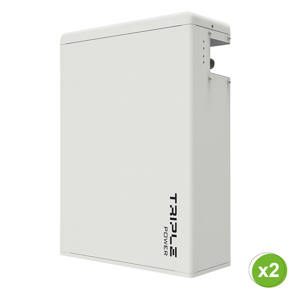 Weiße SolaX HV11550 LiFePO4 Slave Batterie mit Triple Power Logo; unten rechts Mengenangabe "x2"