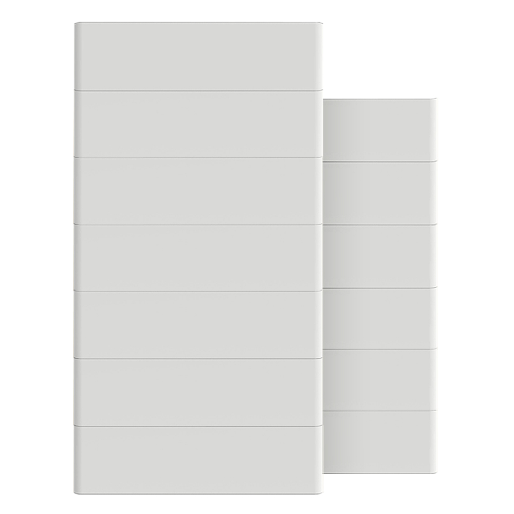 Weißes T-BAT Hochvolt-Batteriesystem mit 11 TP-HS25 Hochvoltbatterien, einem TBMS-MCS0800E BMS und Extension Kit