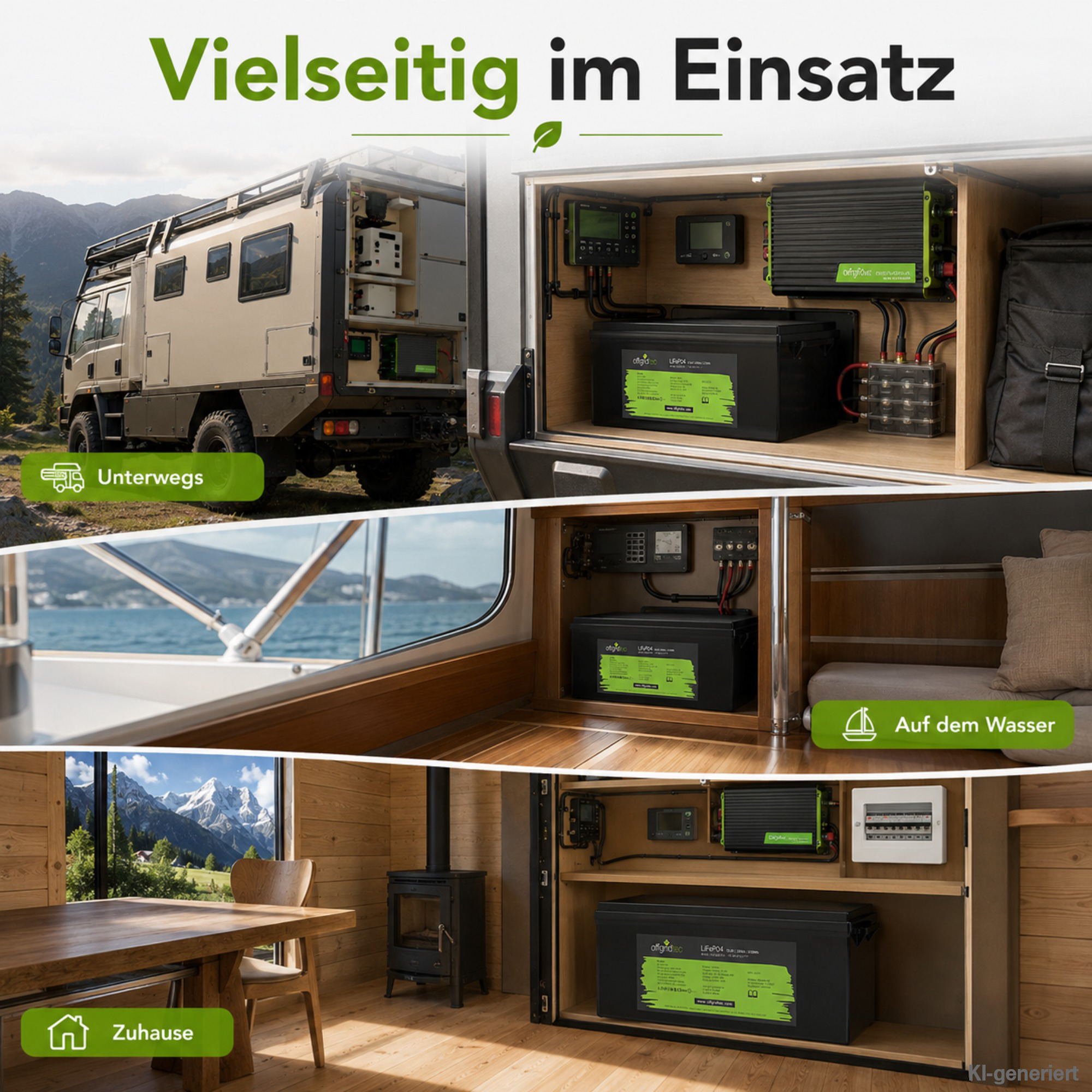 schwarze Offgridtec LiFePO4 Batterie 24V 200Ah Anwendungsgebiete