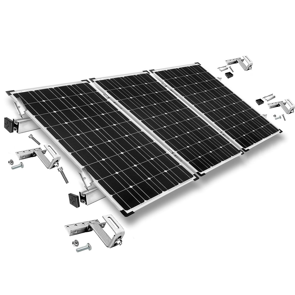Mounting set for 3 solar modules - for roof tiles for solar modules with 40mm frame height