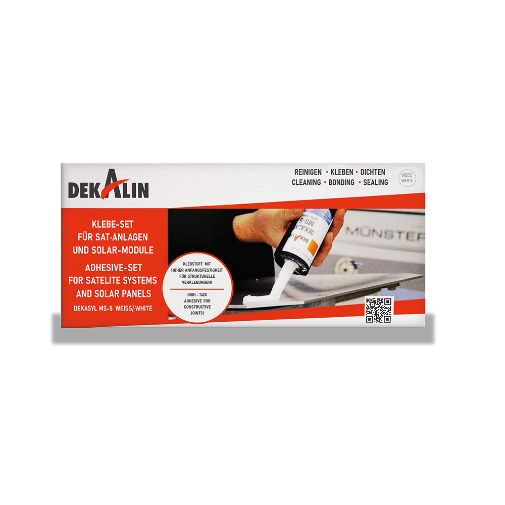 Adhesive set Dekalin 6270034 DEKAsyl MS-5 black 290 ml strong adhesive / Dekavator / wool swab / cleaning cloth