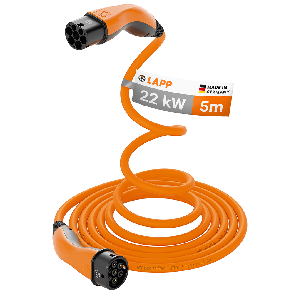 Lapp Mobility 5m Helix charging cable e-car type 2, 22 kW/32 a, 3-phase