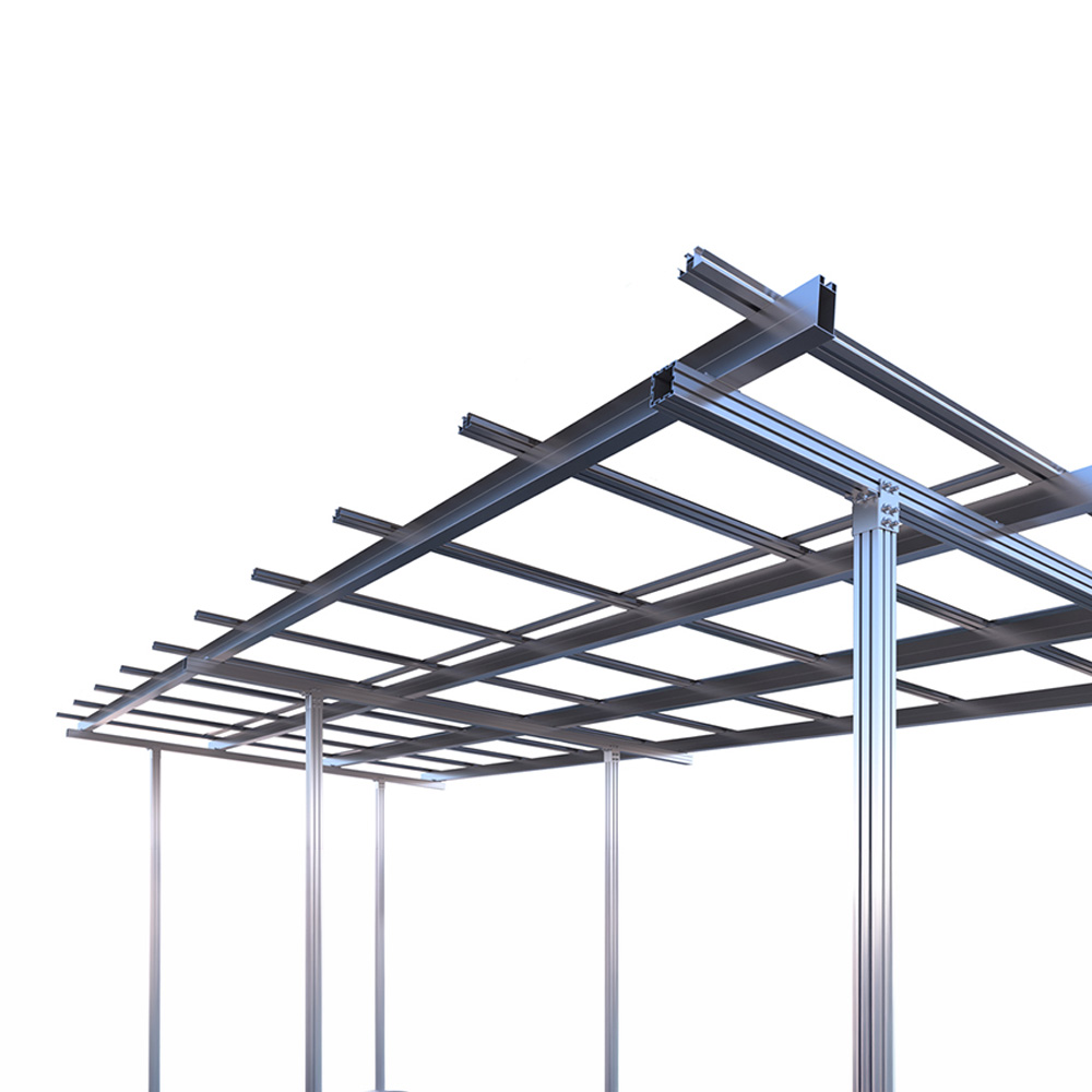 Aufgebautes Carportgerüst ohne PV-Module