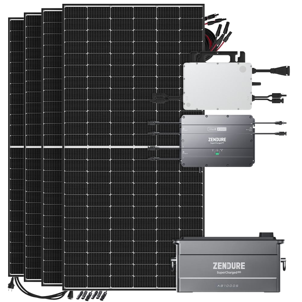 Zendure SolarFlow 1920w hms-1000-2t balcony power station Bifacial Black Frame - 5m connection cable 1x ab1000S