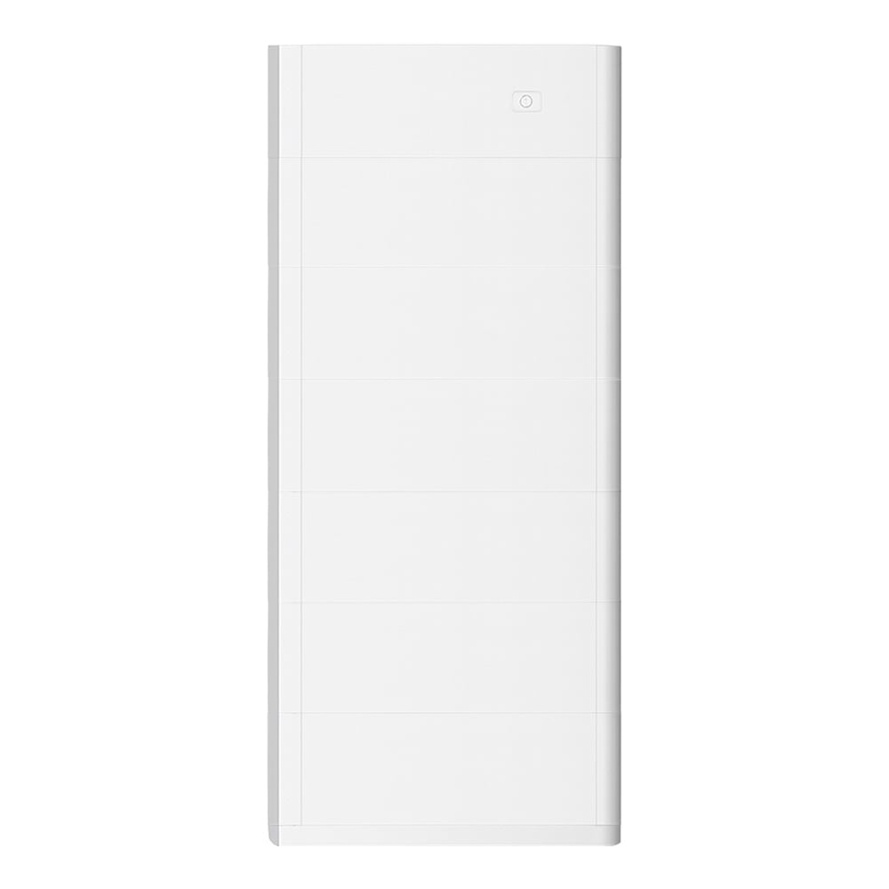 Frontansicht Haier Smart Cube System mit DC-Ladegerät und sechs Batteriemodulen