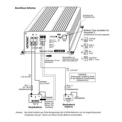 Caricabatterie 12V-15A (40-725), per batterie al piombo acido e al litio LiFePO₄